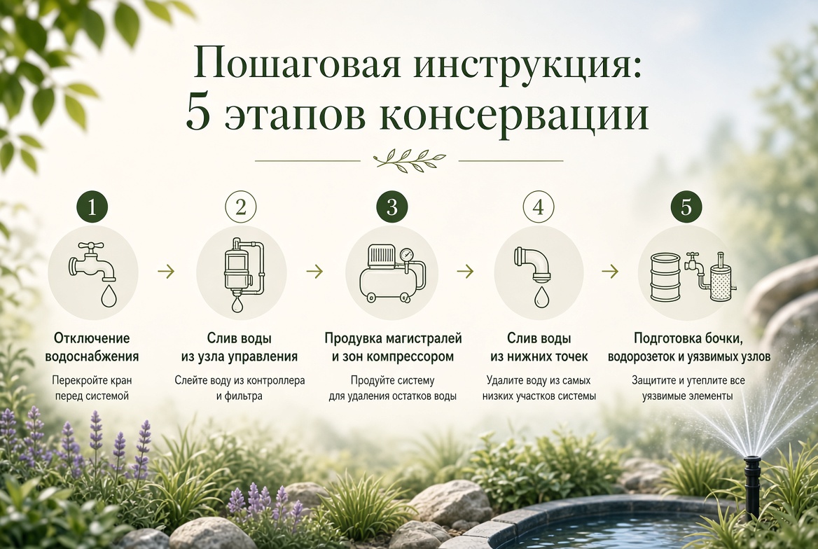 Продувка системы автополива компрессором